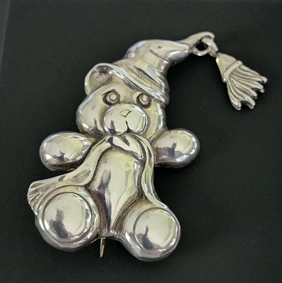925 Sterling Silver JEZLAINE Teddy Bear Figural Brooch Pin 11.5 grams  Designer - Picture 7 of 7